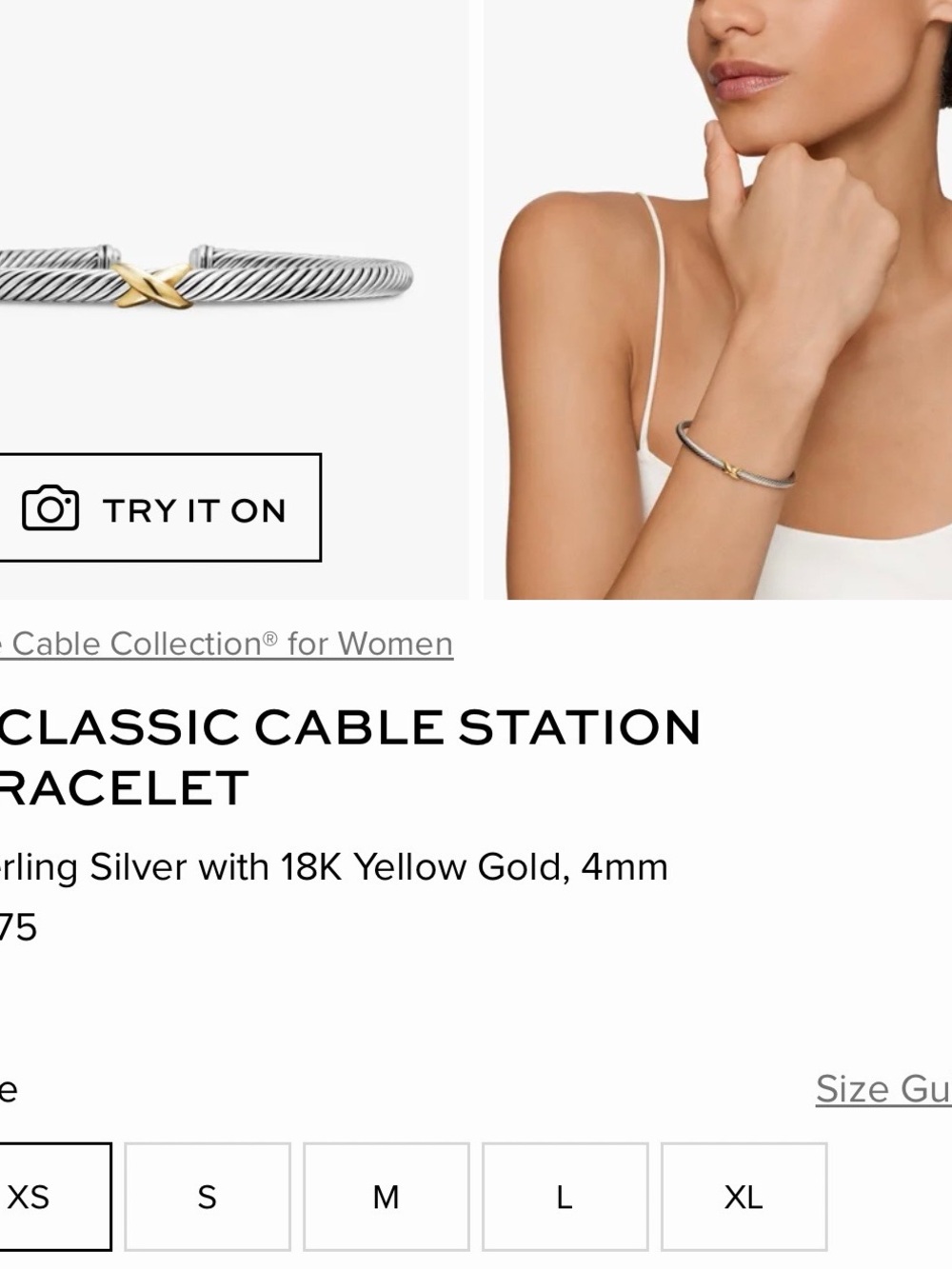David Yurman X Classic Cable Station Bracelet 4mm - Picture 7 of 9